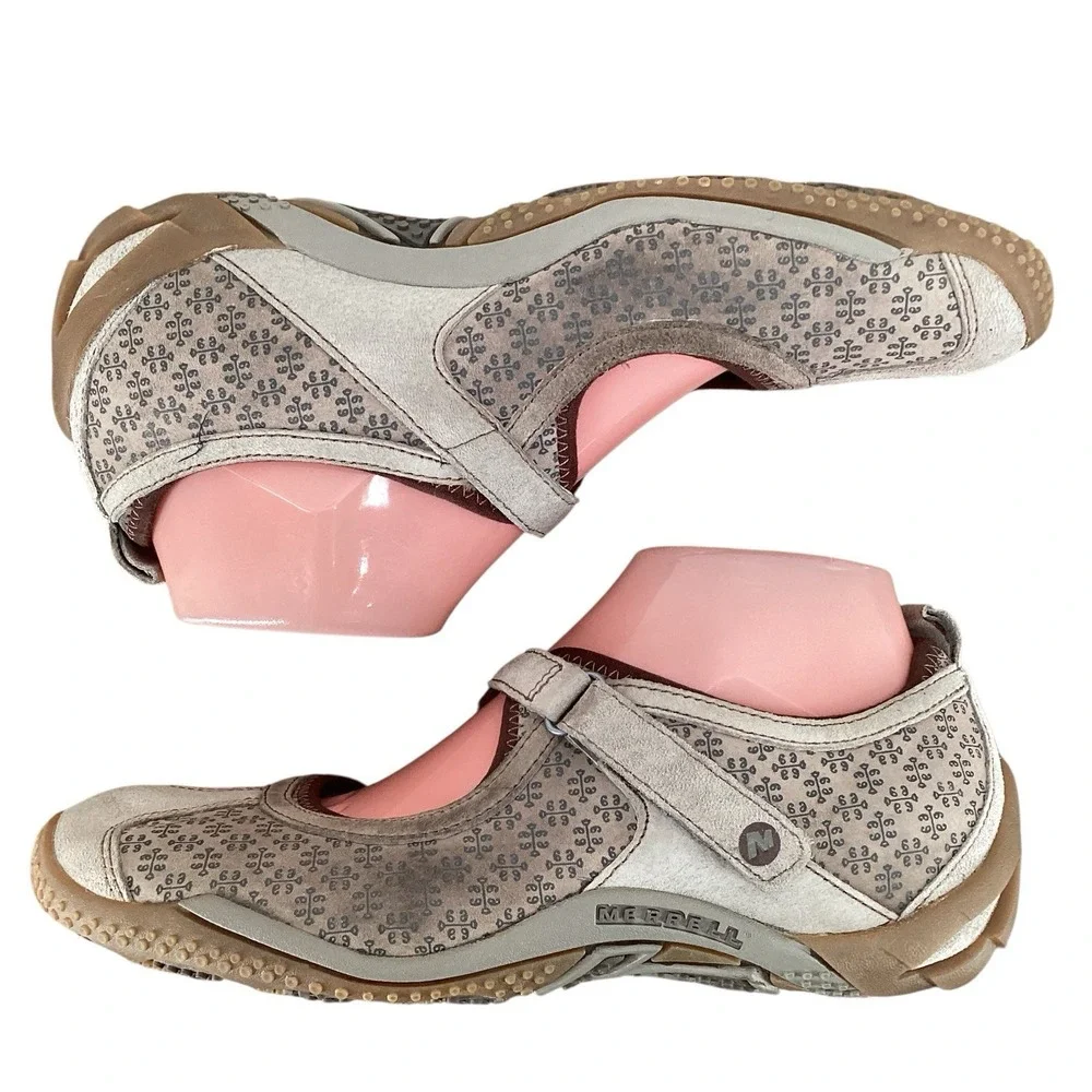 Merrell Circuit Taupe Print Mary Jane Suede Driving‎ Loafer Flats Shoe Womens 8